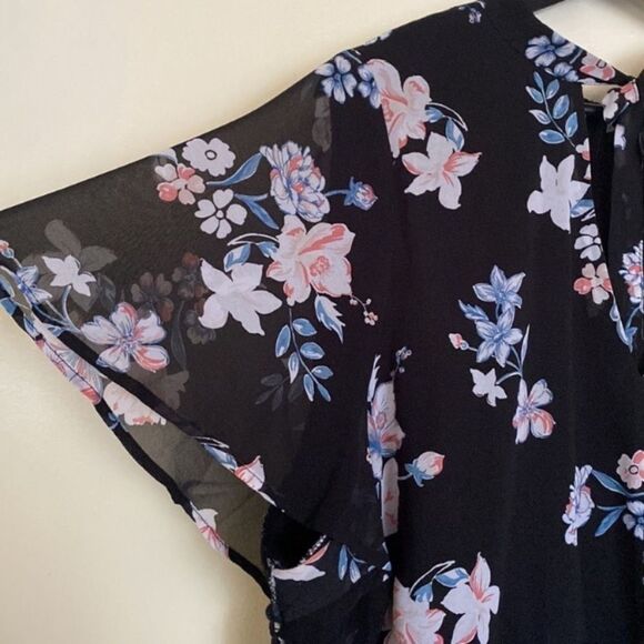 Torrid Plus Size 3X Black Floral Print Cocktail Party Career Summer Mini Dress - Picture 7 of 12